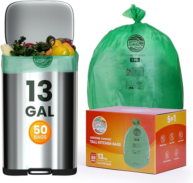 Trash bags 13+ gallon tall kitchen, Compostable Trash Lawn & Leaf Yard Waste by RAYTID