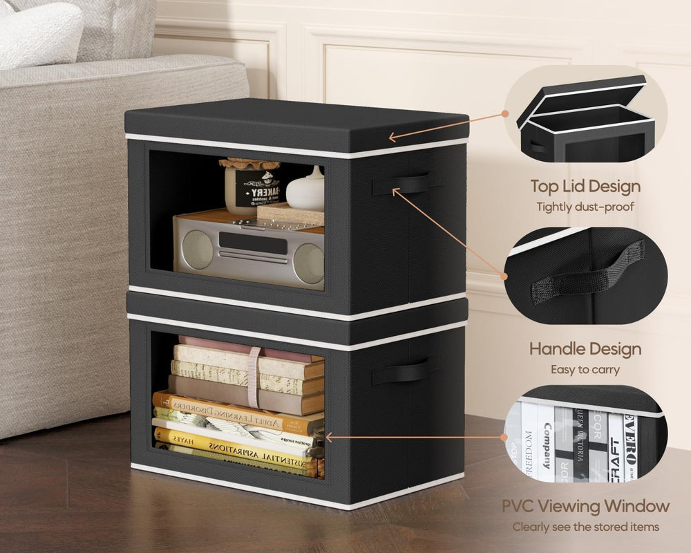 Homsorout Collapsible Storage Bins with Lids - Stackable Storage Containers w...