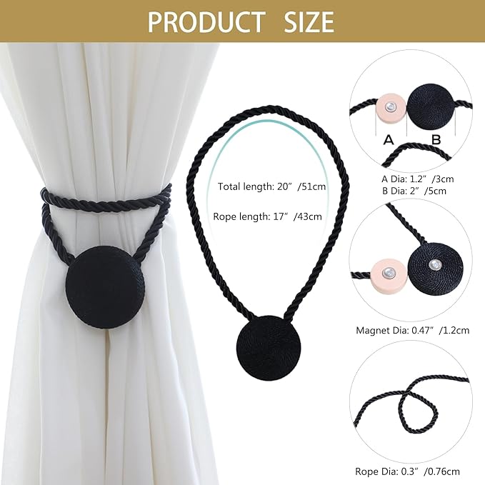 Magnetic Curtain Tiebacks - 12mm Magnetic Tie Backs - Image 2