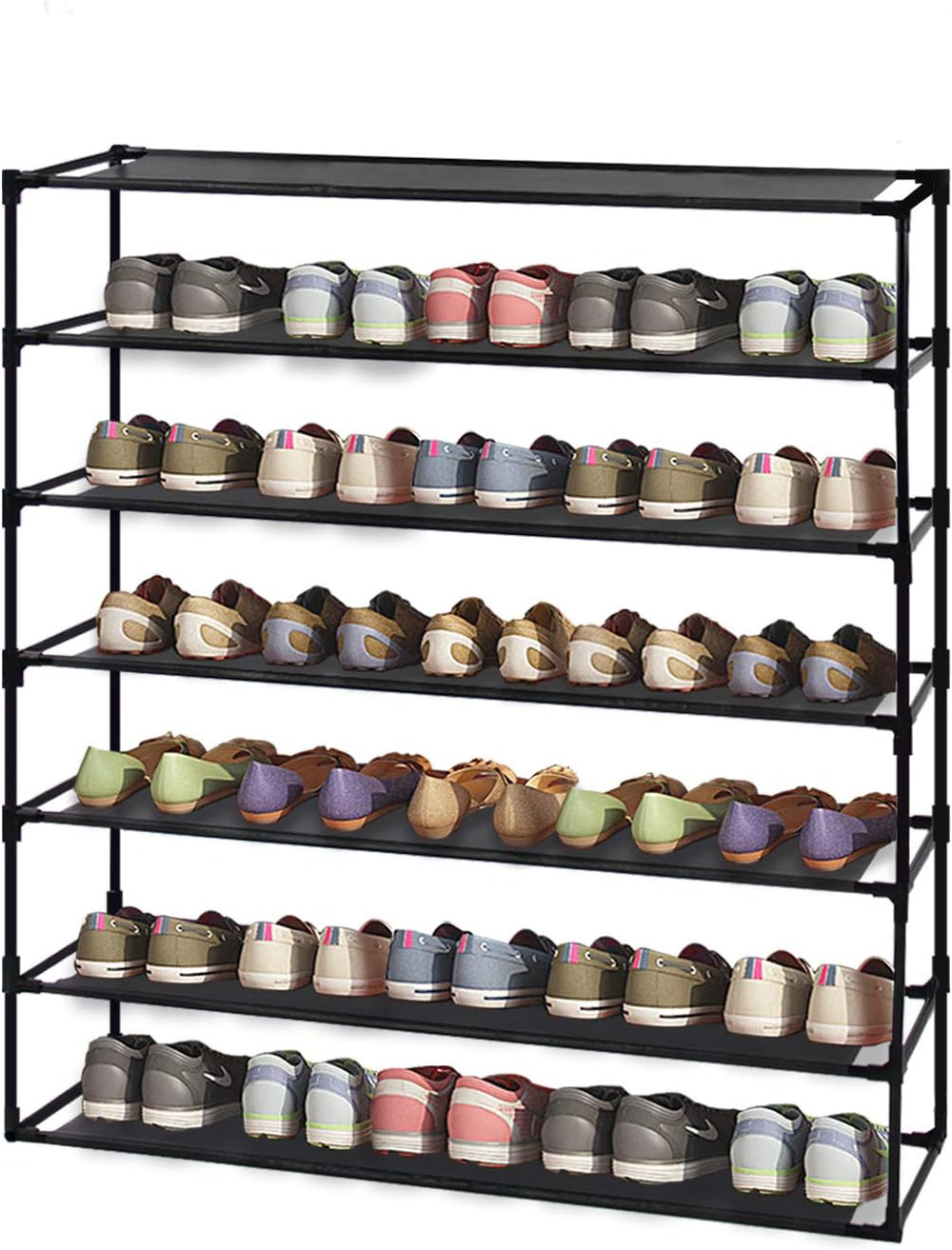 Jerry & Maggie 7 Tier Fabric Shoe Rack, 39 in W x 11 in D x 43 in H, Can ...