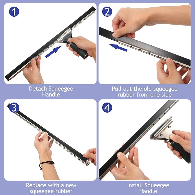 Boao 4 Pieces Replacement Squeegee Rubber 18 Inch Refill Silicone Replacement - Image 2