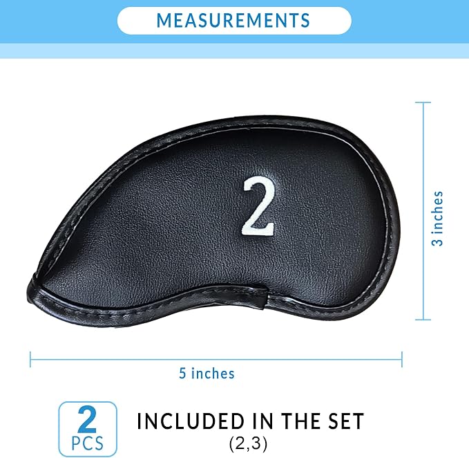 Premium Magnetic Leather Iron and Wedge Golf Club Head Covers | Set of 10 | - Image 4