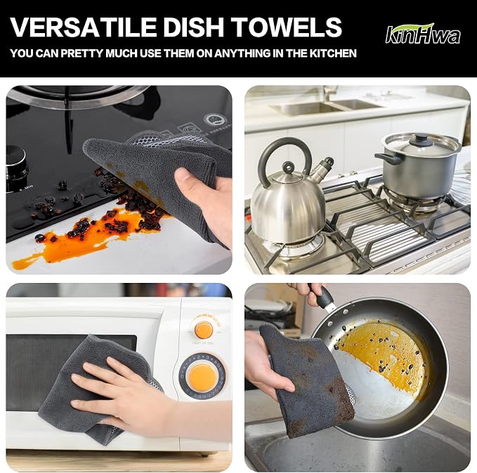 KinHwa Kitchen Washcloths for Dishes Absorbent Microfiber Dish Cloths Quick Dry - Image 8
