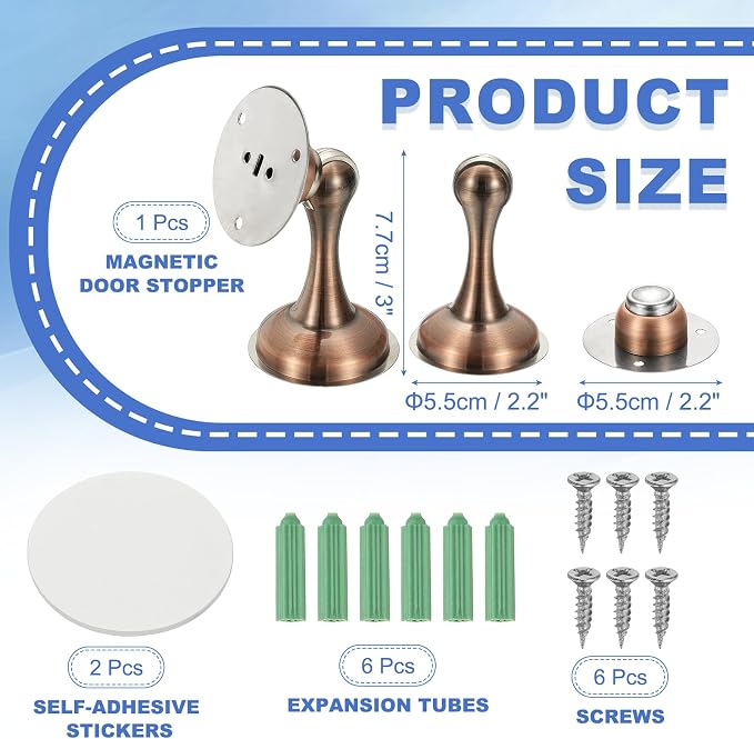 uxcell Magnetic Door Stopper, Stainless Steel Heavy Duty Door Holder, No - Image 2