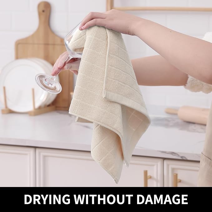 Homaxy 100% Cotton Terry Kitchen Towels, Checkered Designed, Soft and Super - Image 4