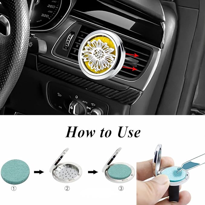 Sunflower Essential Oil Car Diffuser Vent Clips Car Diffuser Aromatherapy Vent - Image 5