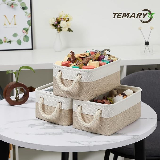 Temary Small Fabric Storage Baskets 6 Pcs Decorative Baskets Bins - Image 6