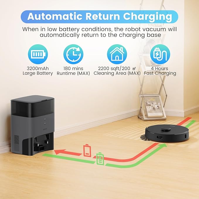 AIRROBO Robot Vacuum and Mop Combo, Self-Emptying, 60-Day Capacity, Home Mapping - Image 8