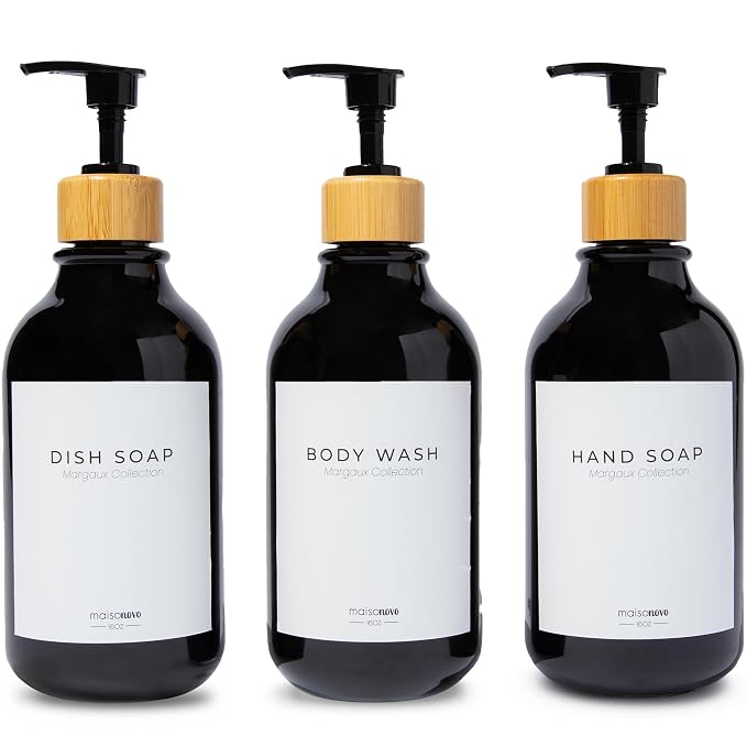 MaisoNovo Refillable Shampoo and Conditioner Bottles | 16.9 fl oz Set of 3 by MaisoNovo-TheArtofSustainableLiving