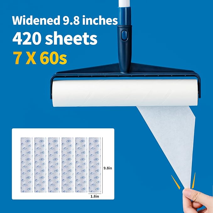 Floor Lint Rollers for Pet Hair Extra Sticky Mop，9.84in - Image 2