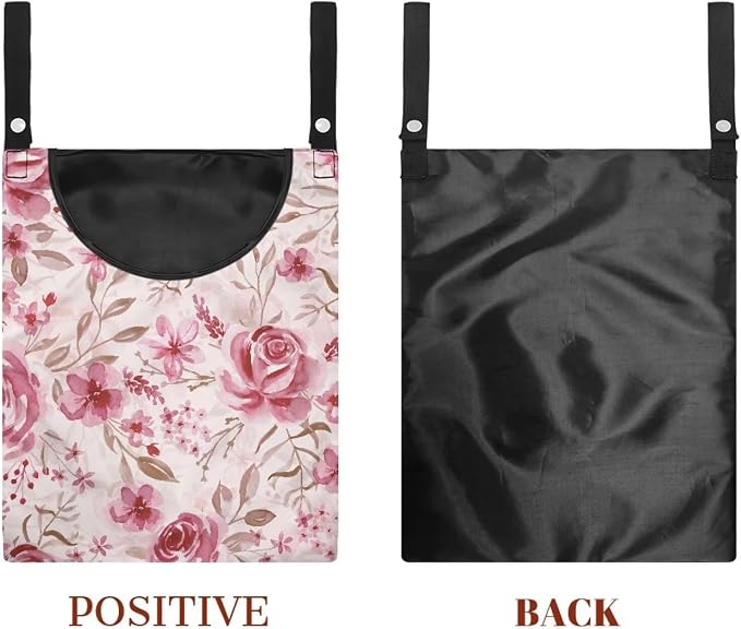 Pink Flowers Clothespin Bag Laundry Hanging Storage Organizer Clothes Pin - Image 7