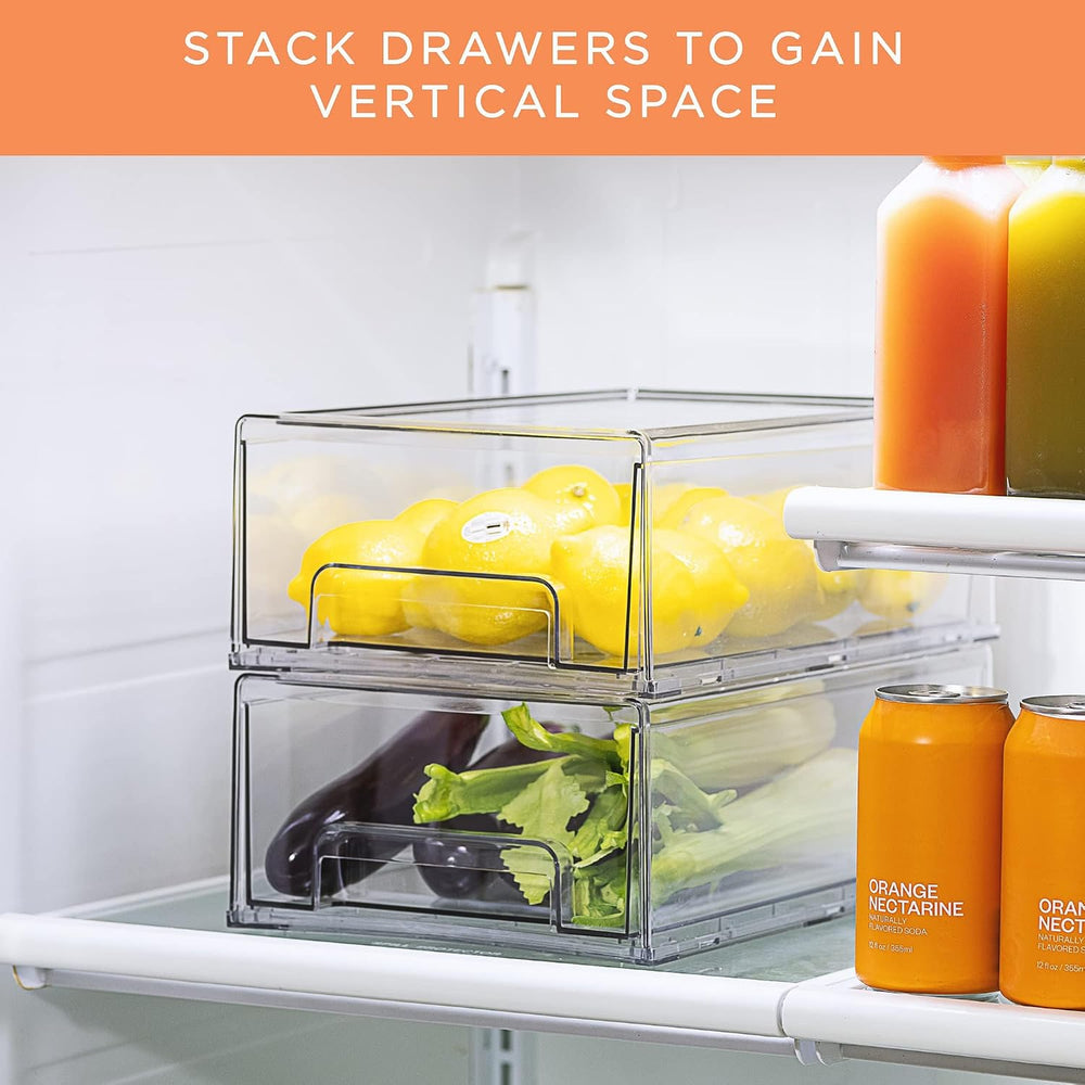 Sorbus Clear Stackable Storage Drawers for Refrigerator (Medium, 6 Pack)