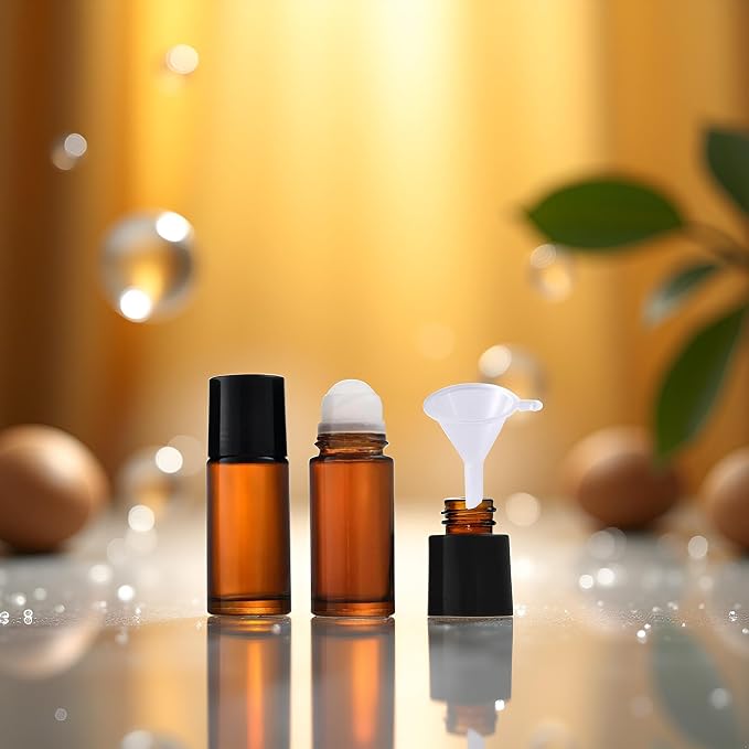 2Pcs Brown Glass Essential Oil Roller Bottles Refillable Roll on Bottles Empty - Image 9