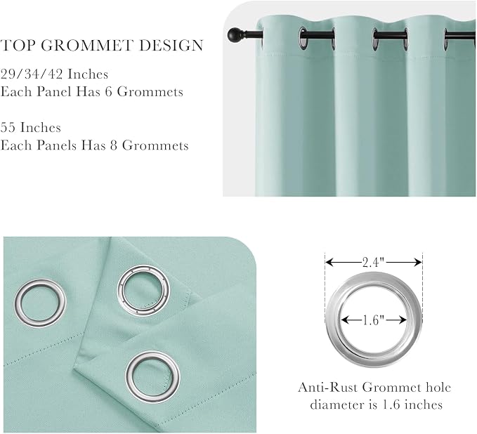 PONY DANCE Aqua Blackout Curtains 80 inch Long 2 Panels Set, Thermal Insulated - Image 4