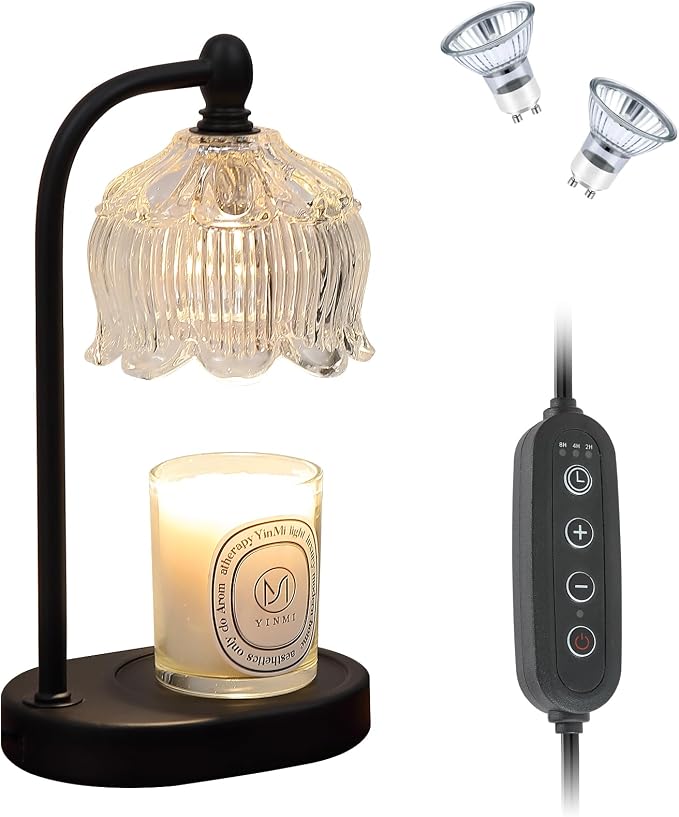 Black Candle Warmer Lamp with Timer and Dimmer, Flameless Wax Melt Warmer - Image 9