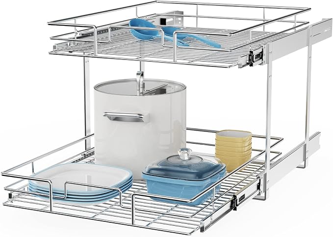 ROOMTEC Individual Pull Out Cabinet Organizer, 2 Tier Spice Rack Organizer by ROOMTEC