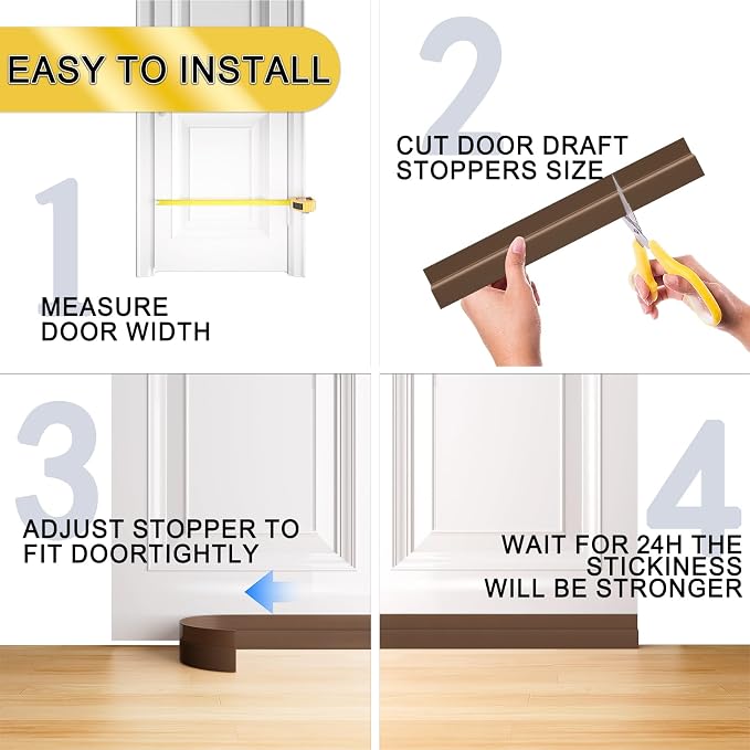 Door Draft Stopper, Door Sweep for Bottom of Doors, Weather Stripping Seal - Image 6