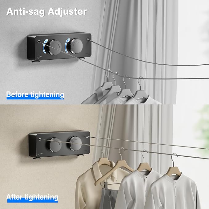 Retractable Twin Clothesline Indoor, Non-Sagging Outdoor Clothes Line - Image 3