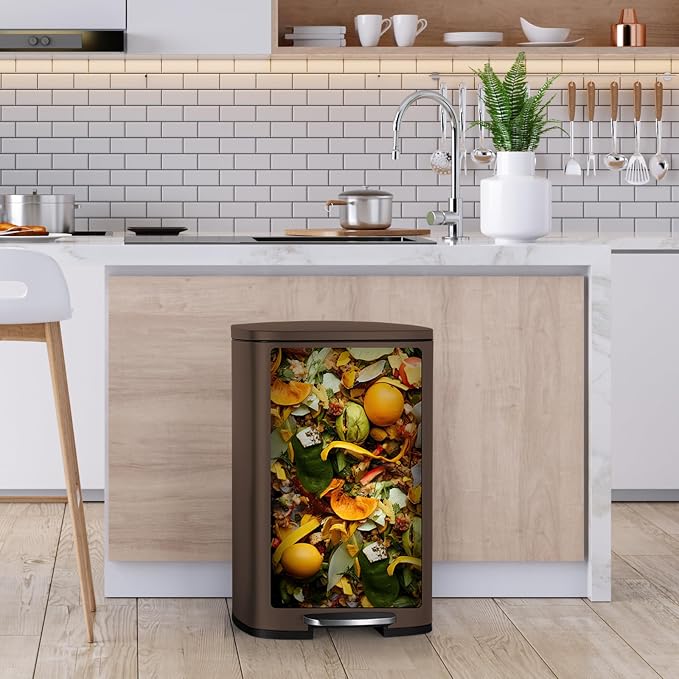 8 Gal Kitchen Trash Can, 30L Recycling or Garbage Bin, Brushed Stainless Steel - Image 7