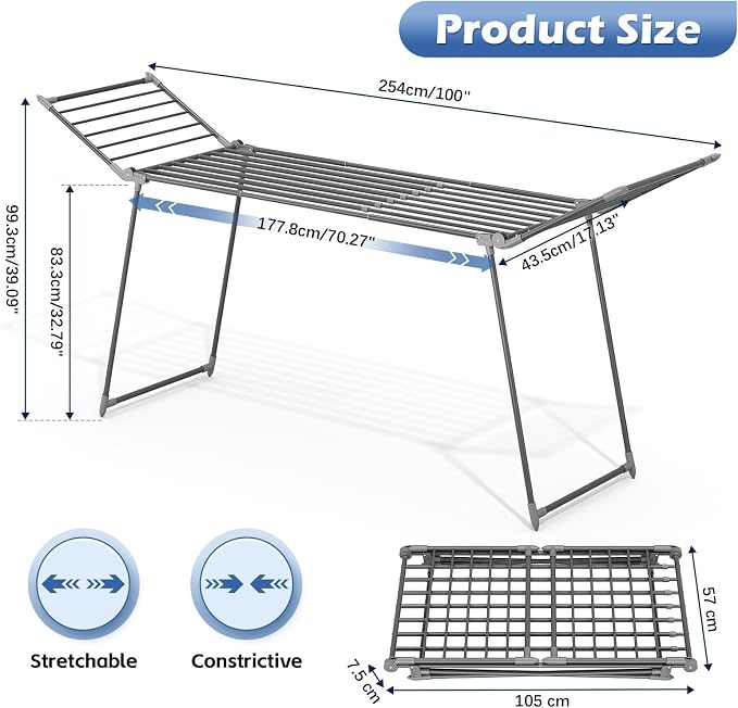 APEXCHASER Clothes Drying Rack Foldable, Large Drying Rack Clothing Retractable - Image 2
