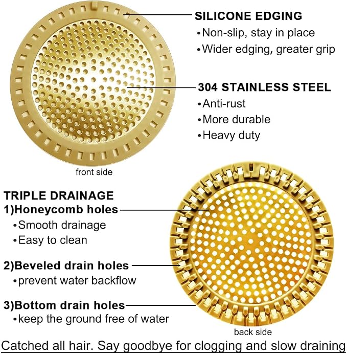 2PCS Hair Catcher Shower Drain/Strainer/Cover/Filter/Trap, Bathtub Drain Cover - Image 5