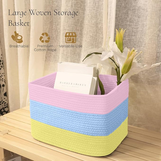 Hopegiver Woven Storage Baskets 15x11x10 Inch, 1 Pack Collapsible Cube Storage - Image 2