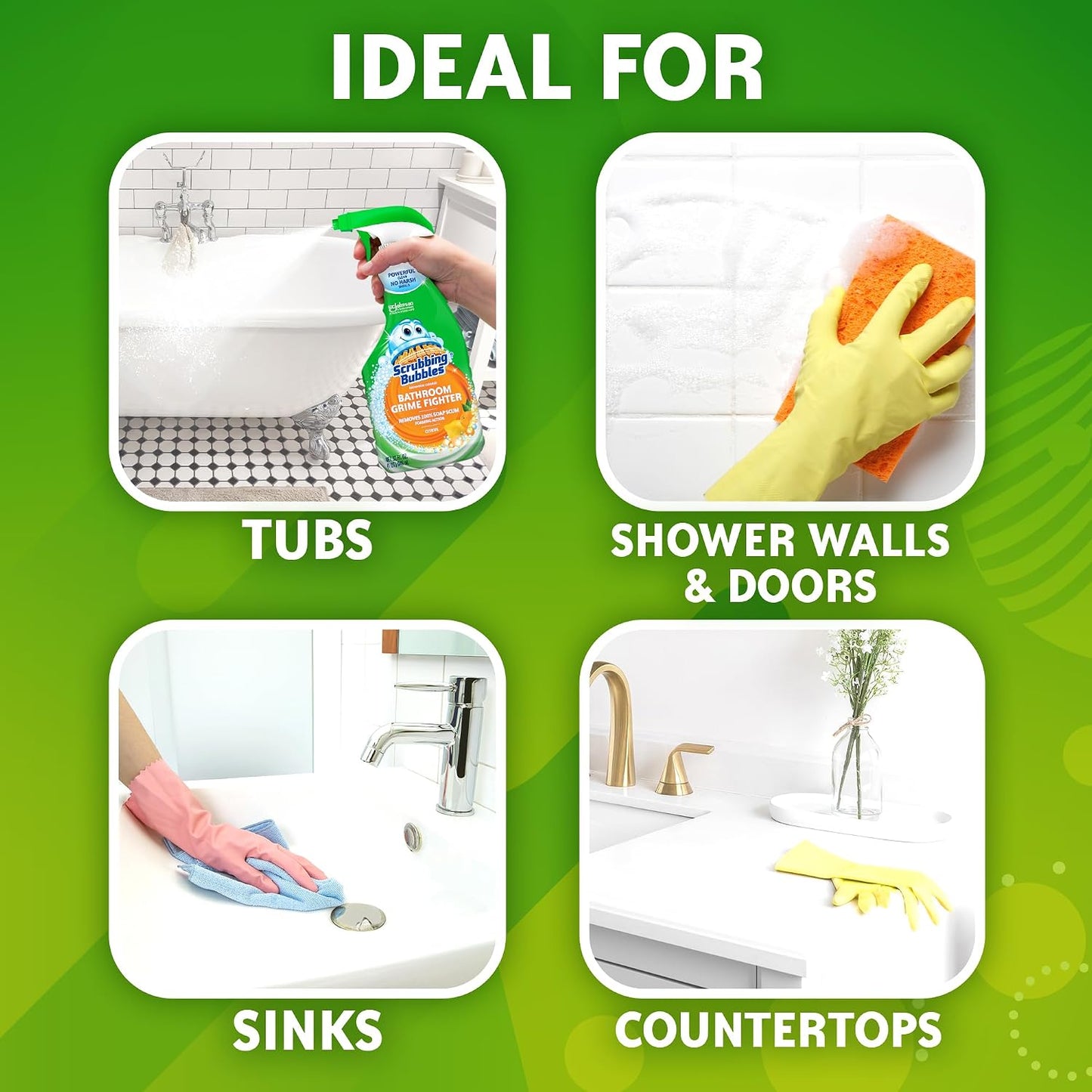 Scrubbing Bubbles Bathroom and Shower Cleaner Disinfectant Spray, Bathroom Grime Fighter, Citrus Scent, 32oz