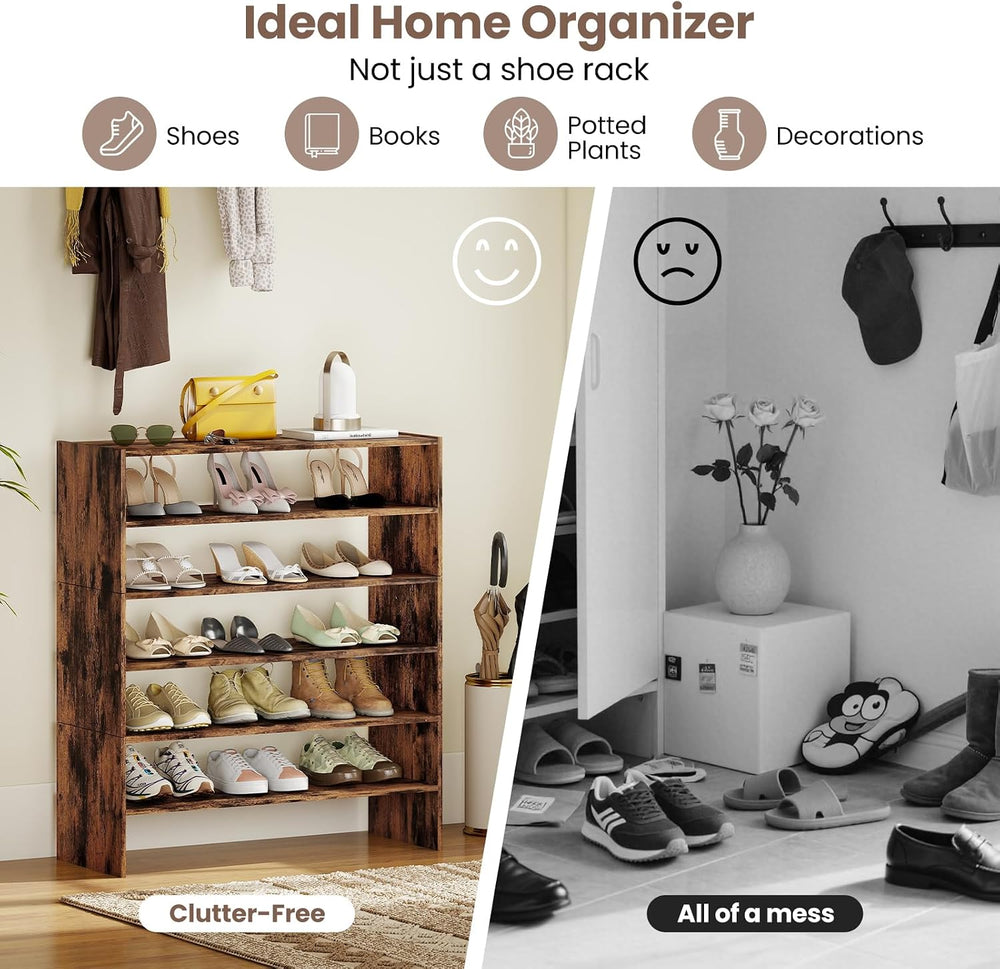 COSTWAY 6-Tier Shoe Rack, Extra Wide Shoe Shelf Organizer
