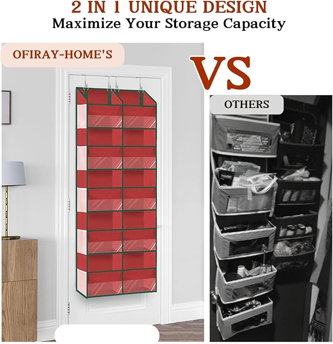 Over The Door Organizer 5 Tiers, Extra Large Behind Door Storage of 10 - Image 5