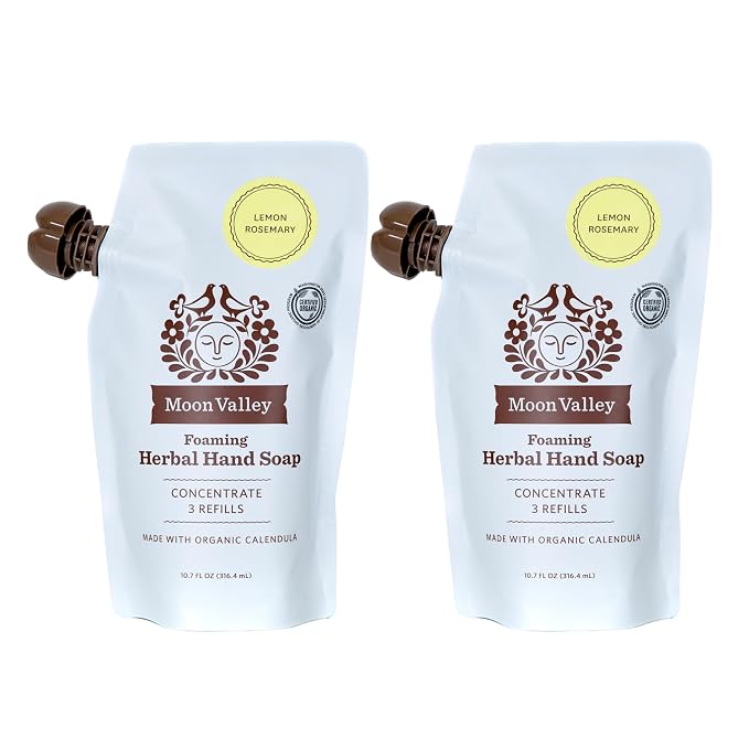 Moon Valley Foaming Hand Soap Refill Pouch, Two-Pack Lemon Rosemary Soap by MoonValleyOrganics