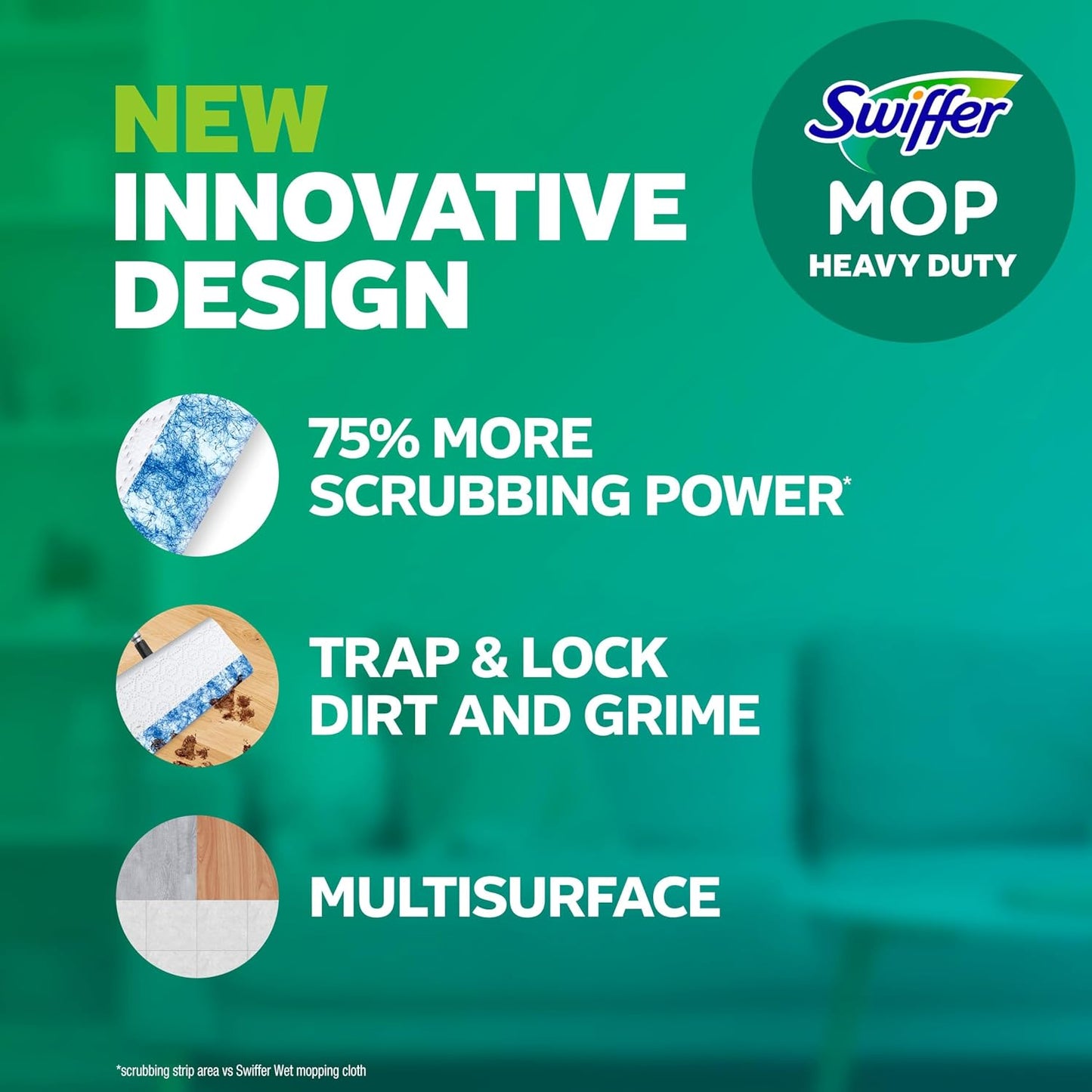 Swiffer Heavy Duty Mop Wet Multi-Surface Cloth Refills for Floor Mopping and Cleaning, Pet with Febreze Odor Defense, 20 count