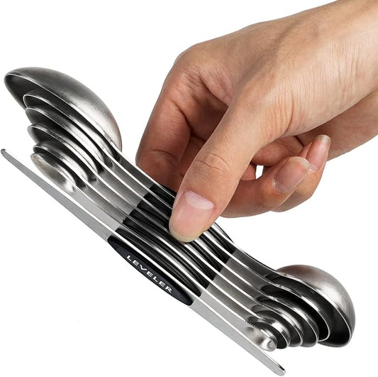 Magnetic Measuring Spoons Set Stainless Steel Dual Sided Stackable Teaspoon by YellRin