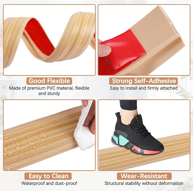 Vinyl Door Threshold Flooring Transition Strip Self Adhesive Carpet Edging Strip - Image 4