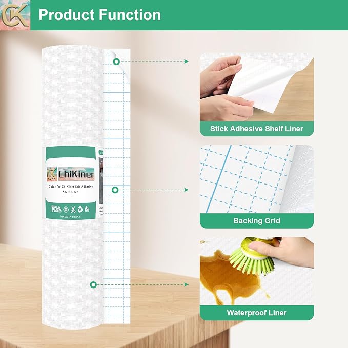 Self-Adhesive Shelf Liner Kitchen Liner, Waterproof Backed Paper Easy Peel and - Image 2