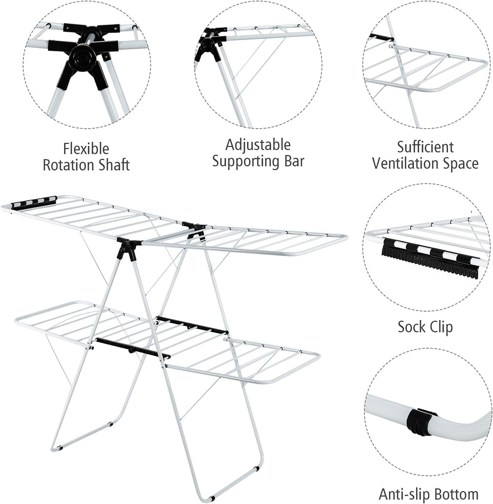 Nightcore 2-Layer Clothes Drying Rack, Aluminum Drying Rack with Adjustable H...