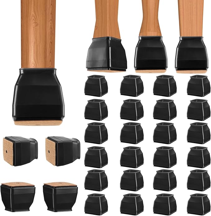 BALEINE 24 Pack Silicone Chair Leg Floor Protectors, Stool Leg Protectors Cap by BALEINE