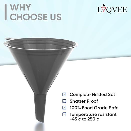 Funnel Gray in 4 Different Sizes Durable & Non-Toxic Food Grade Plastic -Funnels - Image 6