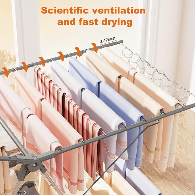 Bigzzia Clothes Drying Rack Foldable, 2-Level Large Laundry Drying Rack - Image 5