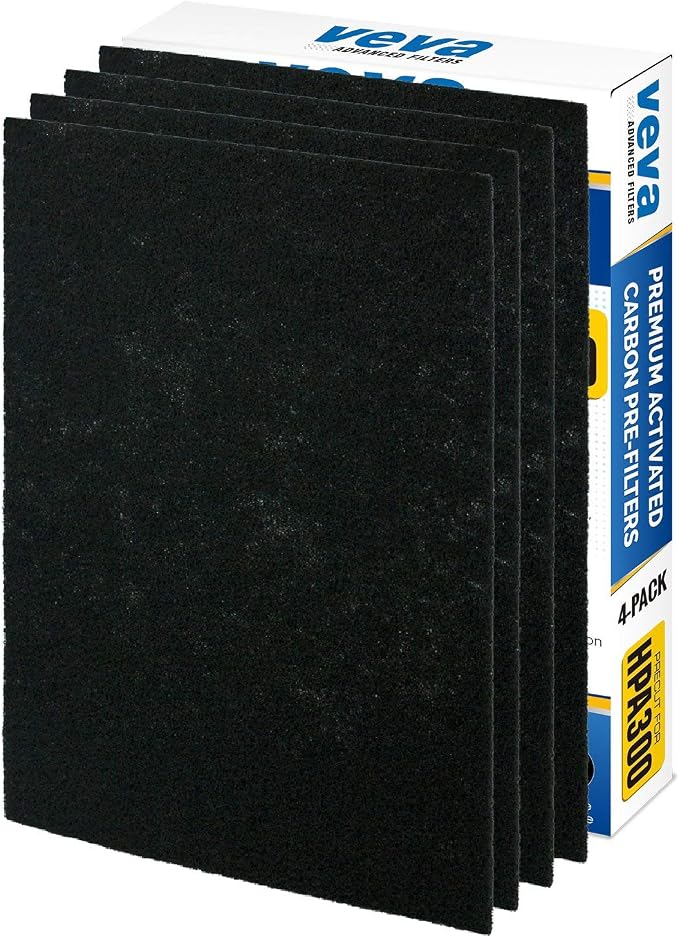 VEVA Precut for HPA300 Premium Carbon Activated Pre Filters 4 Pack Compatible by VEVA