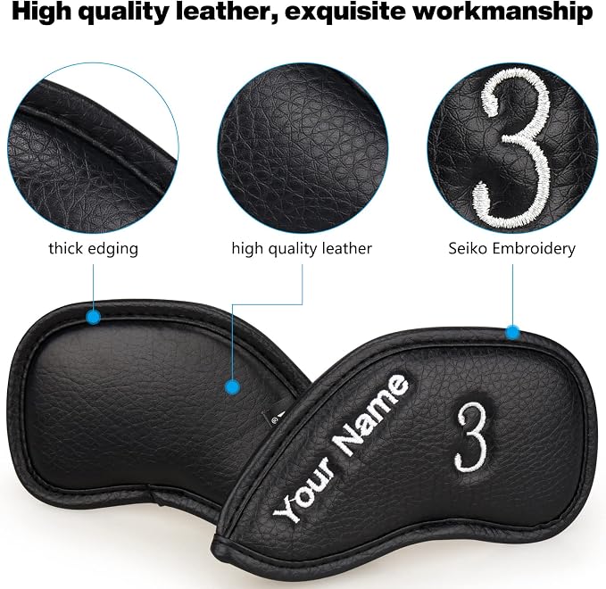 CRAFTSMAN GOLF 12pcs or 1pc Thick Synthetic Leather Golf Iron Head Covers Set - Image 6