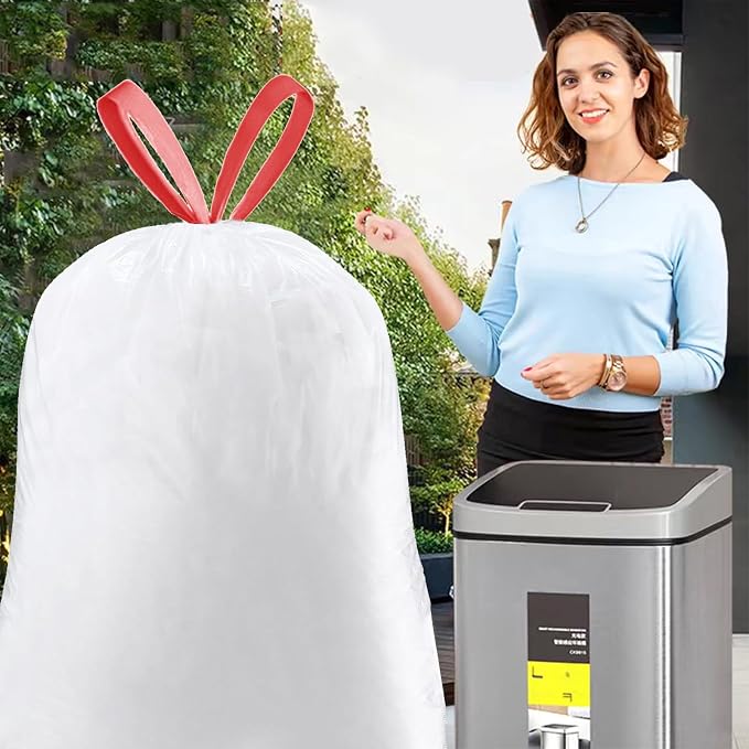 Trash Bags 17-18 Gallon Drawstring Garbage 26x33 inches Heavy Duty Plastic - Image 2