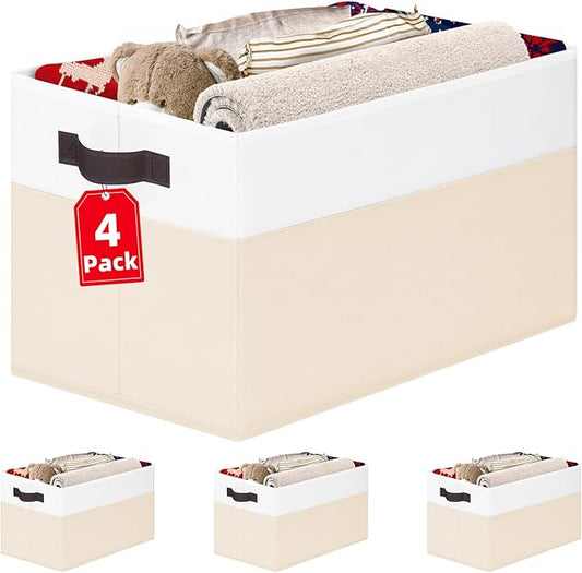 Criusia 4 Pack Baby Clothes Organizer Bins, Fabric Collapsible Storage Baskets by Criusia