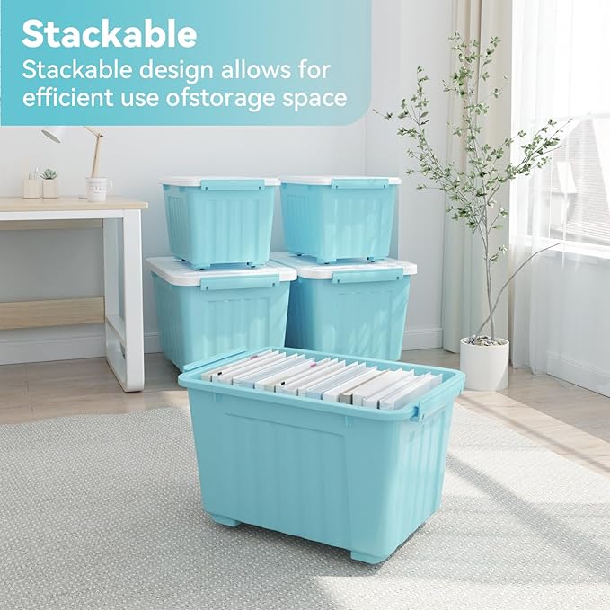 Nazhura 97 Quart Plastic Storage Bin, Stackable and Nestable Storage Boxes - Image 5