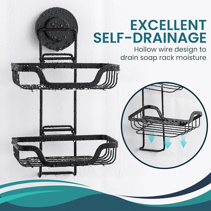 TAILI Double Layer Soap Dish Holder, Bar Soap Tray Suction Cup - Image 2