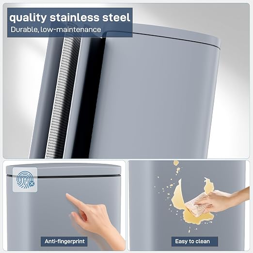 Arlopu 8/13.2 Gallon Step Trash Can, Stainless Steel Garbage Bin, Soft-Close - Image 6