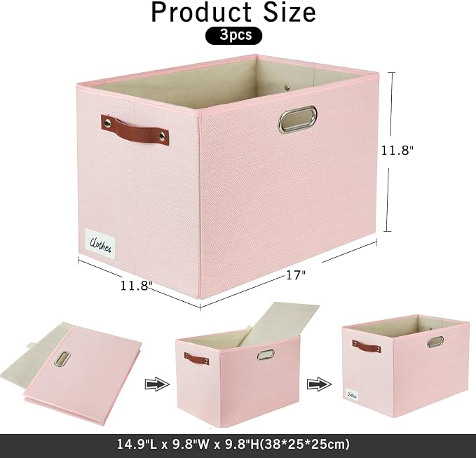 3-Pack Foldable Fabric Storage Bins - Image 2