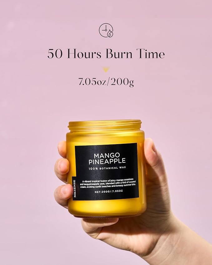M&SENSE Mango Pineapple Tropical Scented Candle, 7.05oz Non Toxic Natural Soy - Image 3