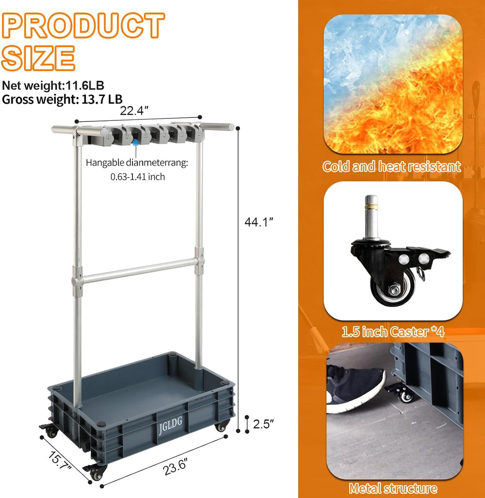 Mobile Mop and Broom Holder，Efficient Storage Solution for Cleaning Tools Kee...