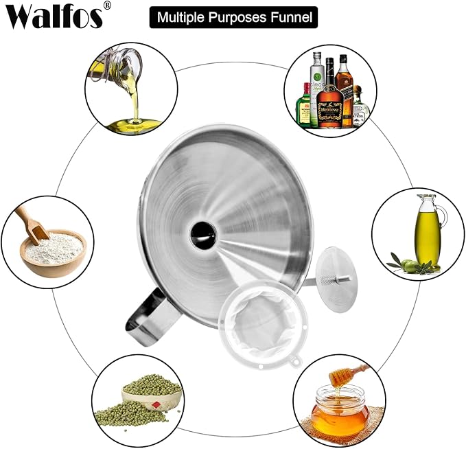 Stainless Steel Funnel, Walfos Kitchen Funnel - Image 8