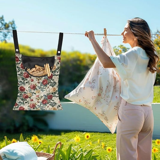 2 Pcs Rose Clothespin Laundry Bag, Clothes Lines - Image 2